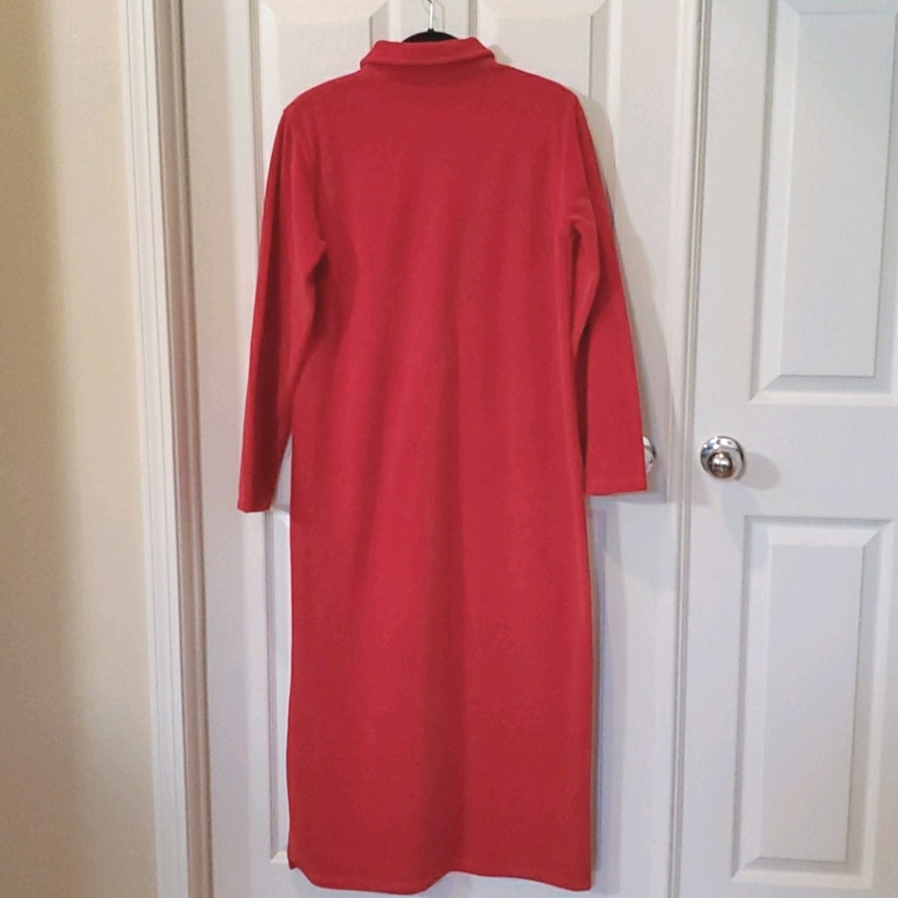 J. Crew Red Velour Long Sleeve Button Dress Size S - Picture 2 of 6